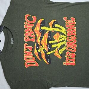 Brisco Brand "Dont Panic Its Organic" Psychedelic Mushrooms Olive Green Tshirt